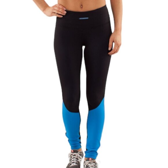 Lululemon Run: Runder Under Pant Pull-On Activewear Run Leggings Black Blue 6 - Picture 1 of 7